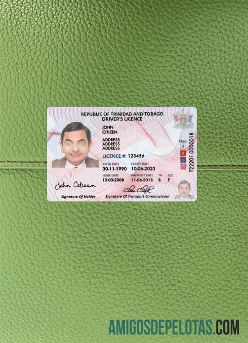 Carteira de motorista de Trinidad e Tobago fotolook frente amostra